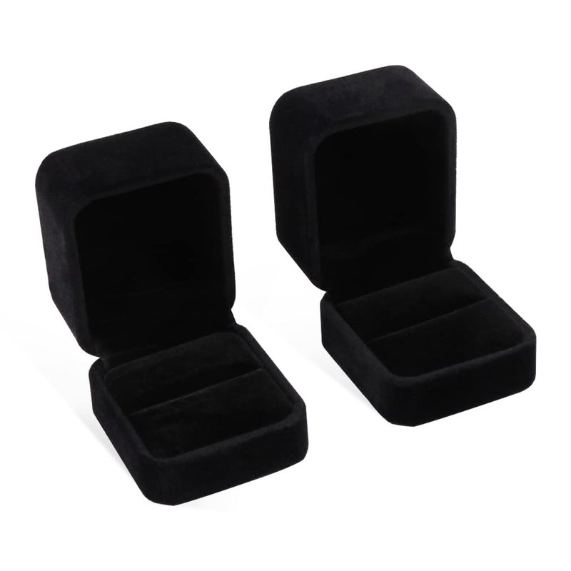 iSuperb 2 Pieces Velvet Ring Box Classic Jewelry Gift Boxes for Engagement, Proposal, Anniversary, Bridal Party Decor - Image 1